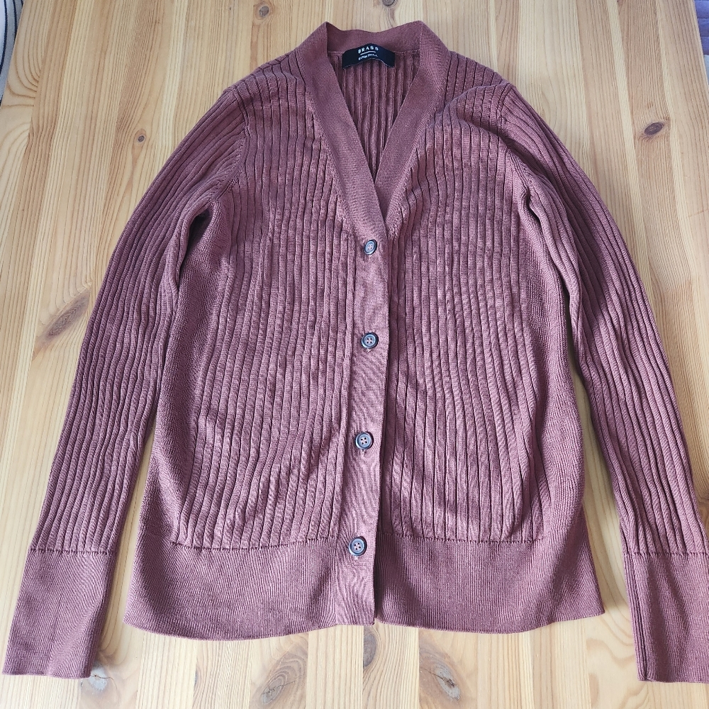 Brass Mini Ribbed Cardigan